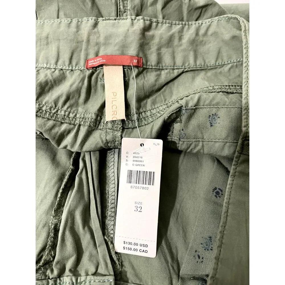 Pilcro pants Y2K cargo capri joggers slouchy fit drawstring green women's 32 New - Picture 5 of 7